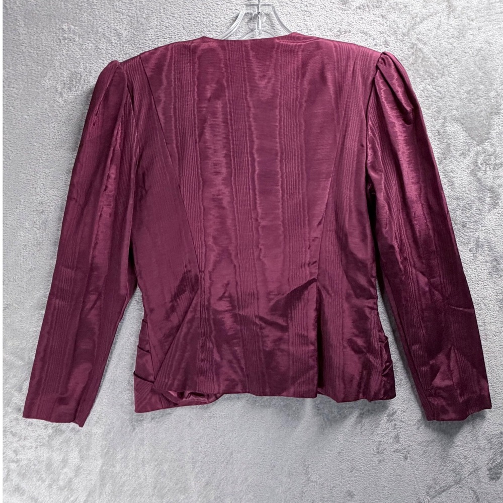 Vintage Jessica McClintock Bridal Jacket Size 10 Burgundy Victorian Lace Prairie - Picture 3 of 11